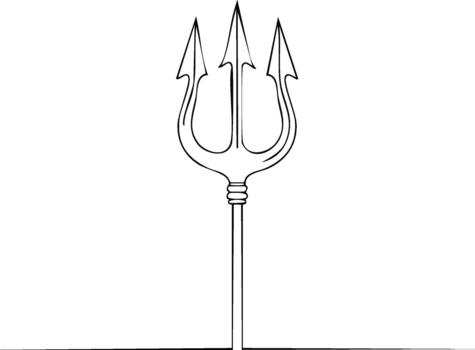 Stylized Illustration of a Trident Spear on a Plain Background Simple Line Art of Mythology Weapon vector