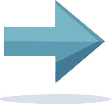 Blue arrow icon pointing right for digital design, web elements or interface navigation vector