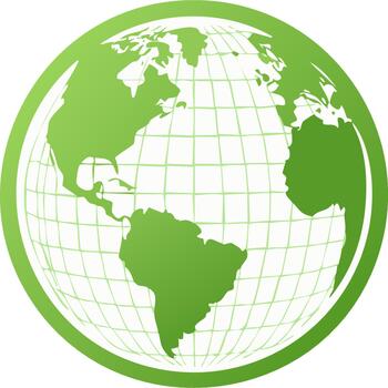 verde mundo globo ilustración demostración continentes con un meridiano y paralelo cuadrícula vector