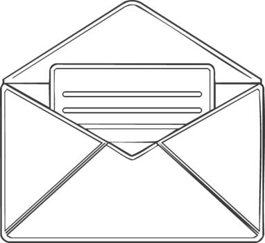Envelope with Card Outline Illustration - Open Mail for Notification and Communication vector