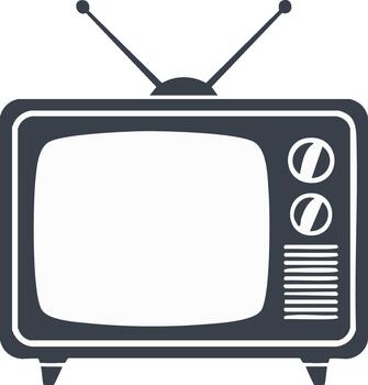 Analog TV Icon Classic Television Set Retro Display with Antenna on White Background vector