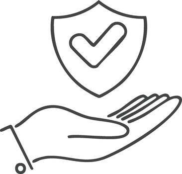 mano participación proteger con cheque marca describir, seguridad concepto icono vector