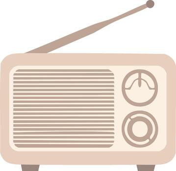 Retro Radio Receiver With Antenna Simple Flat Illustration Design, Old Fashioned Music Player, Vintage Technology Object vector