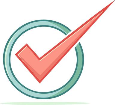 rojo cheque marca dentro de un ligero azul circulo a representar un éxito o aprobación vector