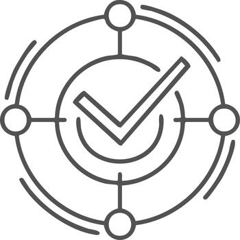 Checkmark in Target Icon Simple Validation Symbol Success Verification Accuracy Approval Goal Achievement Outline Style vector