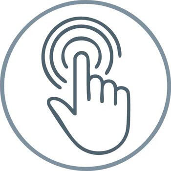 Hand Finger Tapping or Touching Circle Icon Outline Style User Interface Concept vector