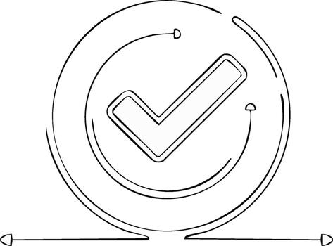 Check Mark Symbol Inside a Circle with Arrows, Minimalist Design vector