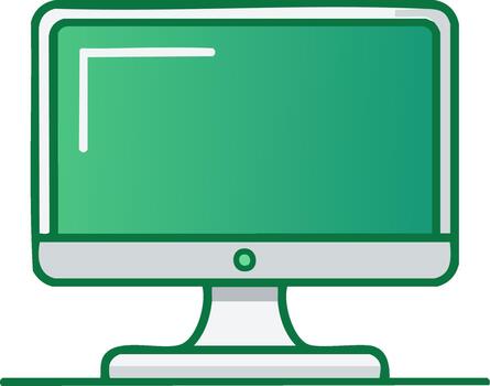 Green and White Computer Monitor with Gradient Screen in Isolated Format vector