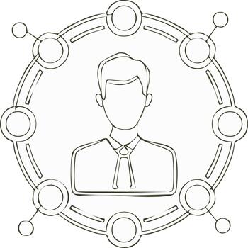 Networking Business Person Concept Line Art Faceless Man Connection Nodes vector