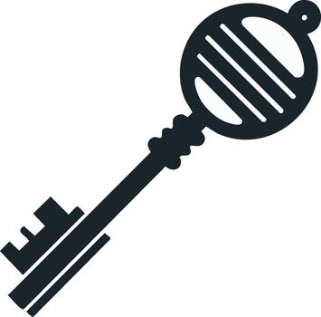 sencillo negro y blanco ilustración de un antiguo llave con un interesante encargarse de diseño para seguridad propósitos vector