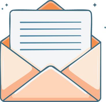 abierto sobre con letra comunicación concepto melocotón ilustración correo entrega mensaje notificación gráfico diseño vector