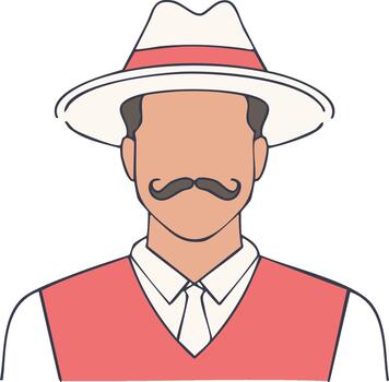 hombre con Bigote vistiendo sombrero y chaleco, sencillo ilustración para utilizar en varios proyectos vector