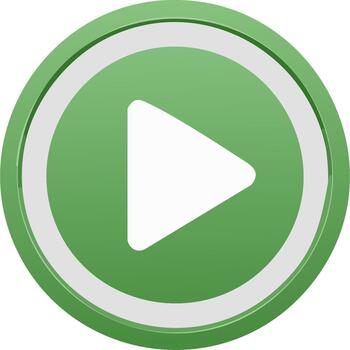 Green Circle with White Play Icon Graphic Button Press Start Playback Audio Control Media Interface vector