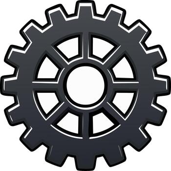 Glossy Dark Gray Cogwheel Illustration with Internal Support Structure Isolated on Pure White Background vector