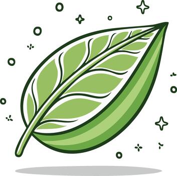 aislado verde hoja ilustración con las venas y sombra. naturaleza concepto icono con redondeado bordes natural objeto en brillante, refrescante colores vector