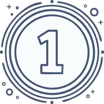 Abstract Number One Symbol in a Circular Design Element Illustration vector