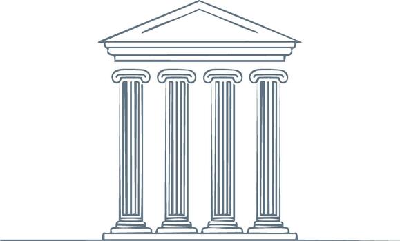 elegante lineal dibujo de griego templo pórtico clásico arquitectura simetría cuatro columnas edificio antiguo historia antigüedad vector