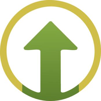 Green Up Arrow Inside a Yellow Circle Representing Growth Progress and Direction Upwards vector