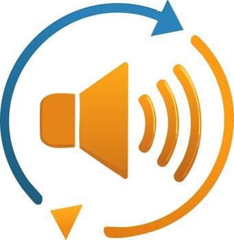 Audio Repeat Icon with Loudspeaker Symbol and Looping Arrows in Circle vector
