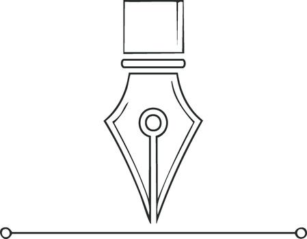 Simple Drawing of Ink Pen Nib with Line, Icon Illustration for Writing Tools vector