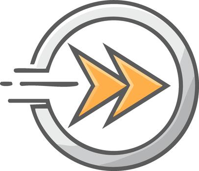 Fast Forward Icon within a Grey Circle Speeding Forward Symbol Illustration vector
