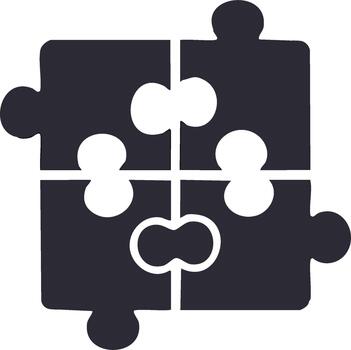 terminado rompecabezas rompecabezas cuadrado forma concepto icono logo unidad conexión idea vector