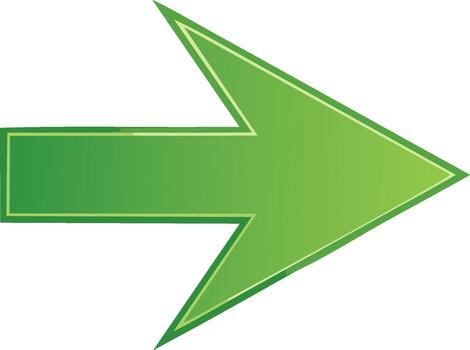 Green Arrow Icon Graphic Direction Symbol Navigation Pointing the Way Sign Element vector