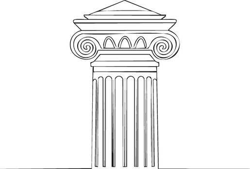iónico columna ilustración soltero línea dibujo de clásico arquitectónico elemento vector