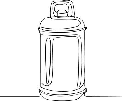 Continuous line drawing of reusable water bottle with handle minimalistic design single line art concept vector