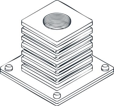 arquitectónico isométrica bosquejo de apilado cuadrado formas con circular apertura para técnico dibujo diseño vector