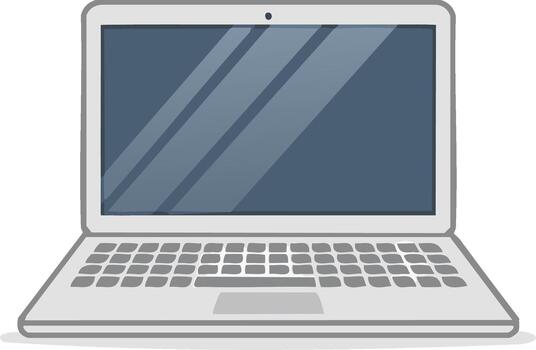 Modern laptop illustration with blank screen for business presentations and design mockups. Tech device for work and communication vector