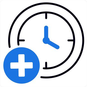 Add Time and time icon concept in blue line color vector