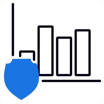 Graph Security and security icon concept in blue line color vector