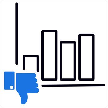 Dislike Graph and graph icon concept in blue line color vector