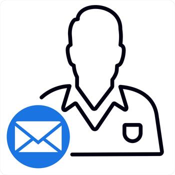 User message and security icon concept in blue line color vector