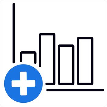 Add Graph and graph icon concept in blue line color vector