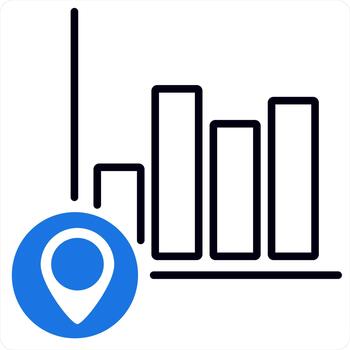 Graph Location and graph icon concept in blue line color vector