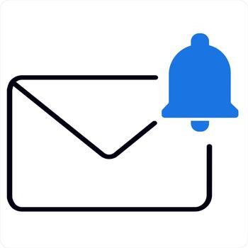 Message Notification and notification icon concept in blue line color vector