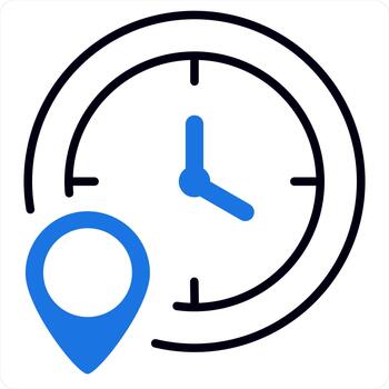 Time Location and time icon concept in blue line color vector