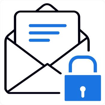 Message Security and safety icon concept in blue line color vector