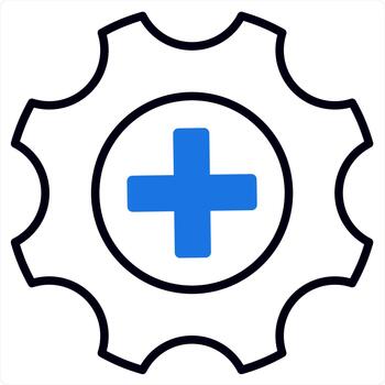 Add Settings and settings icon concept in blue line color vector