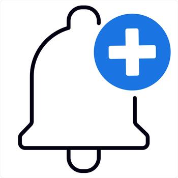 Add Notification and notification icon concept in blue line color vector