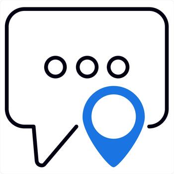 Message Location and chat icon concept in blue line color vector