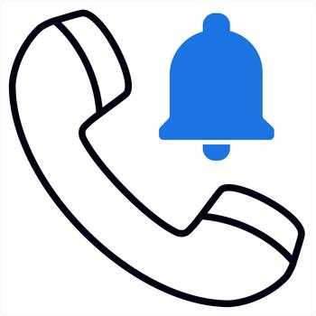Call Notification and calling icon concept in blue line color vector