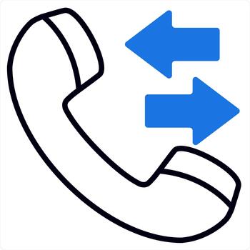 Synchronize Call and refresh icon concept in blue line color vector