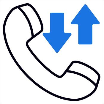 Synchronize Call and sync calling icon concept in blue line color vector