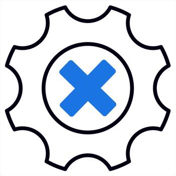 Remove Setting and remove setting icon concept in blue line color vector