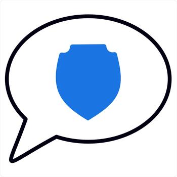 Message Security and protection icon concept in blue line color vector