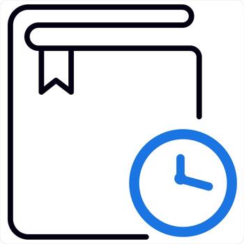 Study On Time Concept in blue line color vector