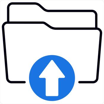 Upload Folder Icon Concept in blue line color vector